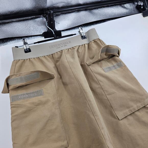 Fear of God Essentials Cargo Skirt Brown Tan Elastic Waist Mini Pockets Size S - Picture 3 of 5